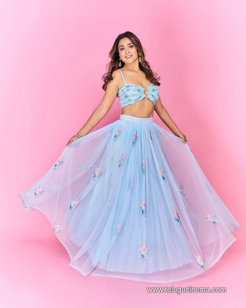 Shriya glows in pastel lehenga